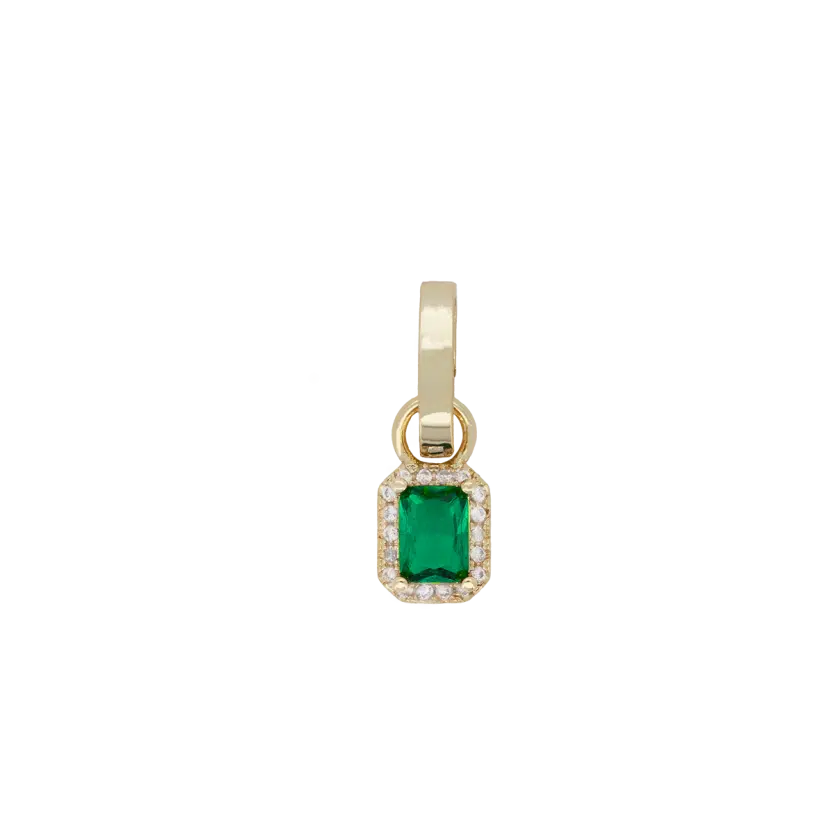 04 Wonder Gold-plated Charm groene rechthoekig Zirkonia - Afbeelding 2