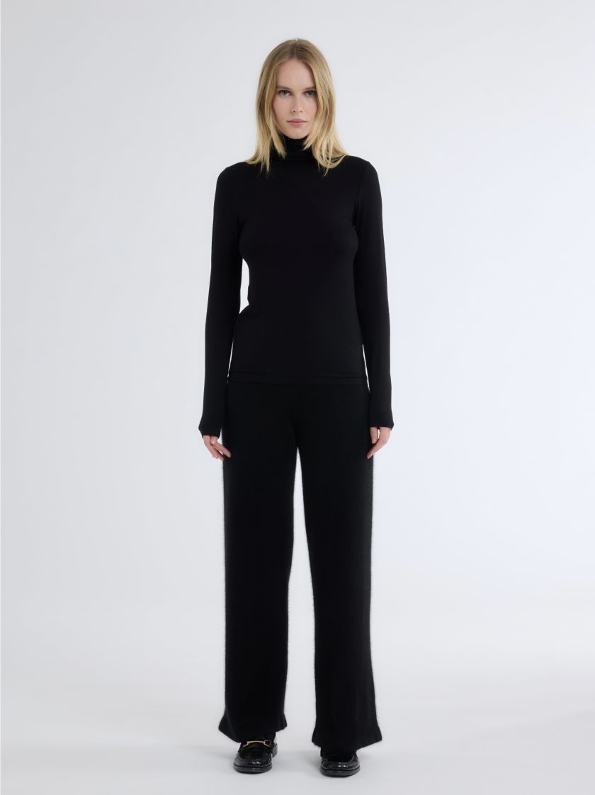 Viscose / Elastane Long sleeve Turtleneck T-Shirt Noir - Afbeelding 4