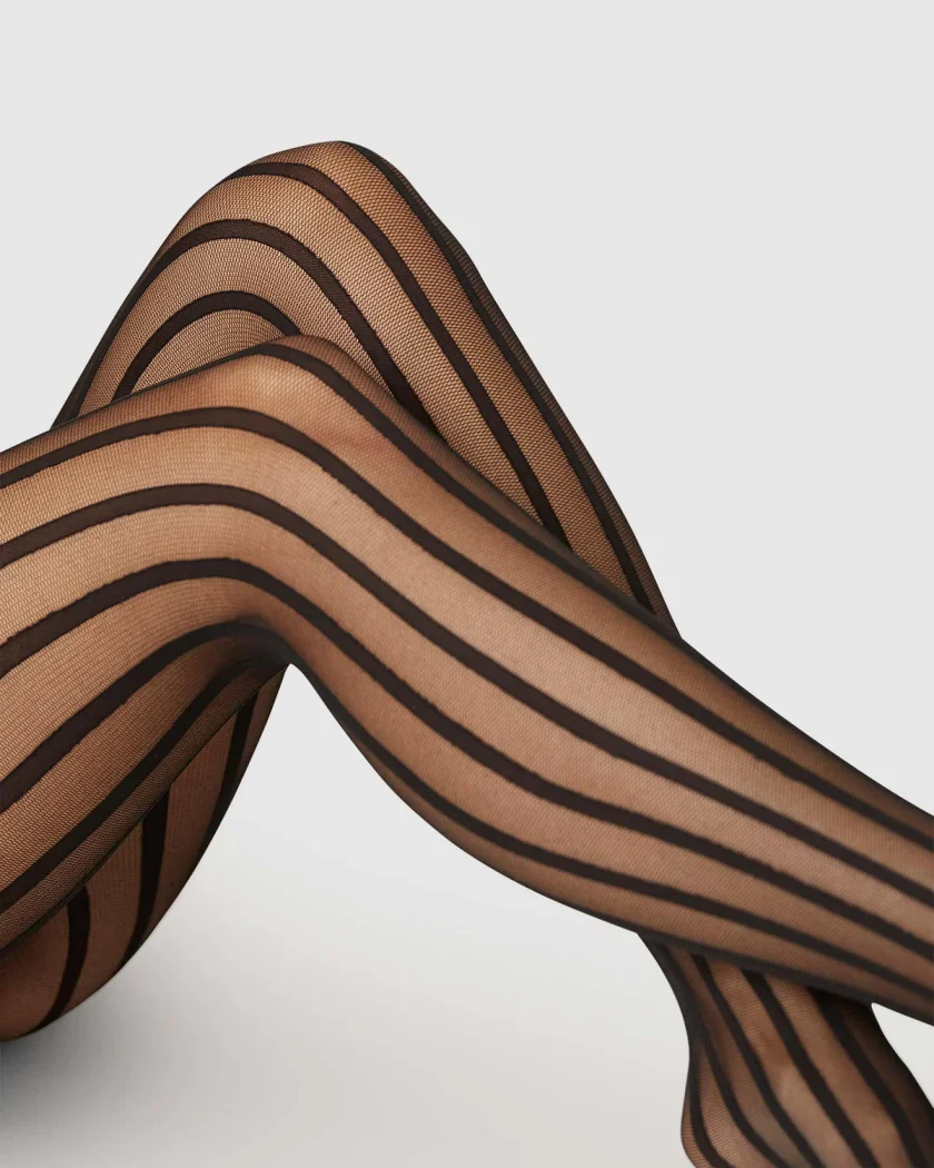 Siri Stripe Tights - Black