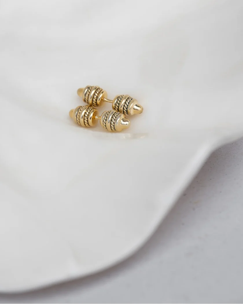 Golden stud earring / Double - Afbeelding 2