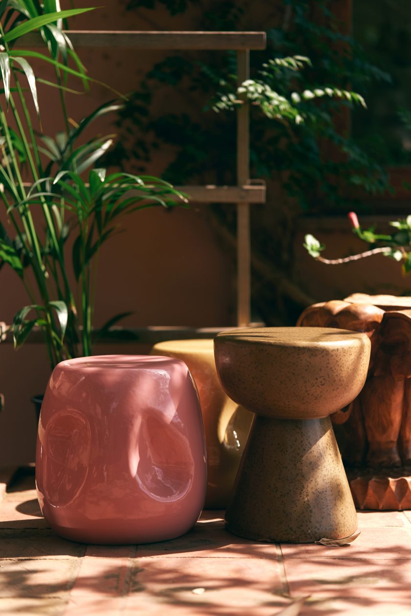 Currents ceramic side table coral