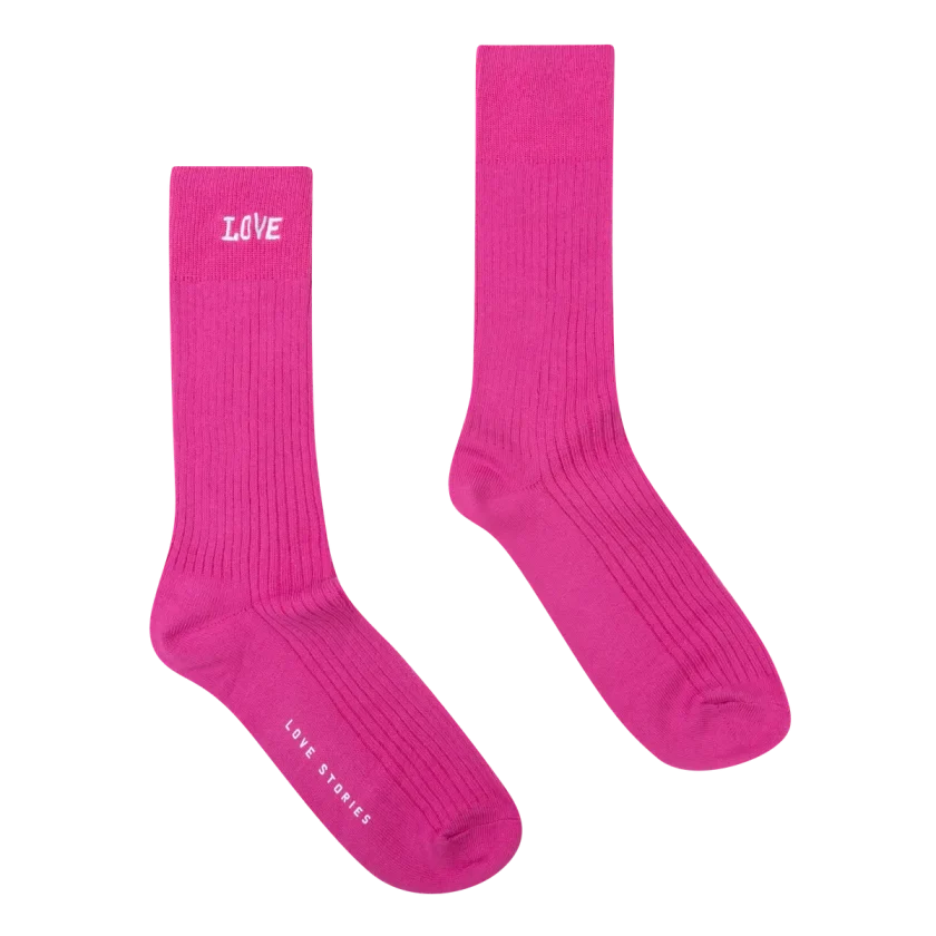 Rib socks roze