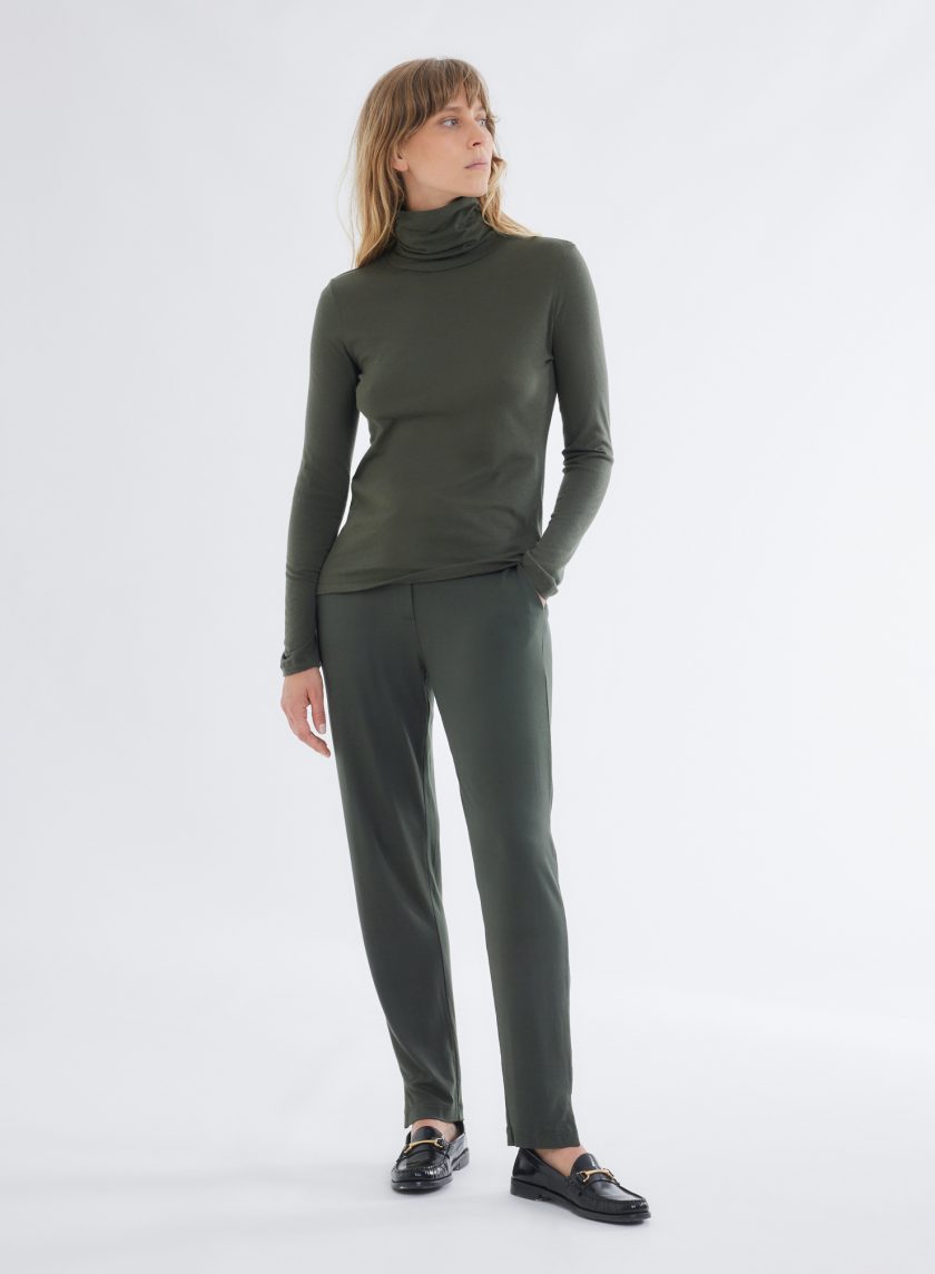 Cotton / Cashmere Long Sleeve Turtleneck T-Shirt Forest - Afbeelding 5