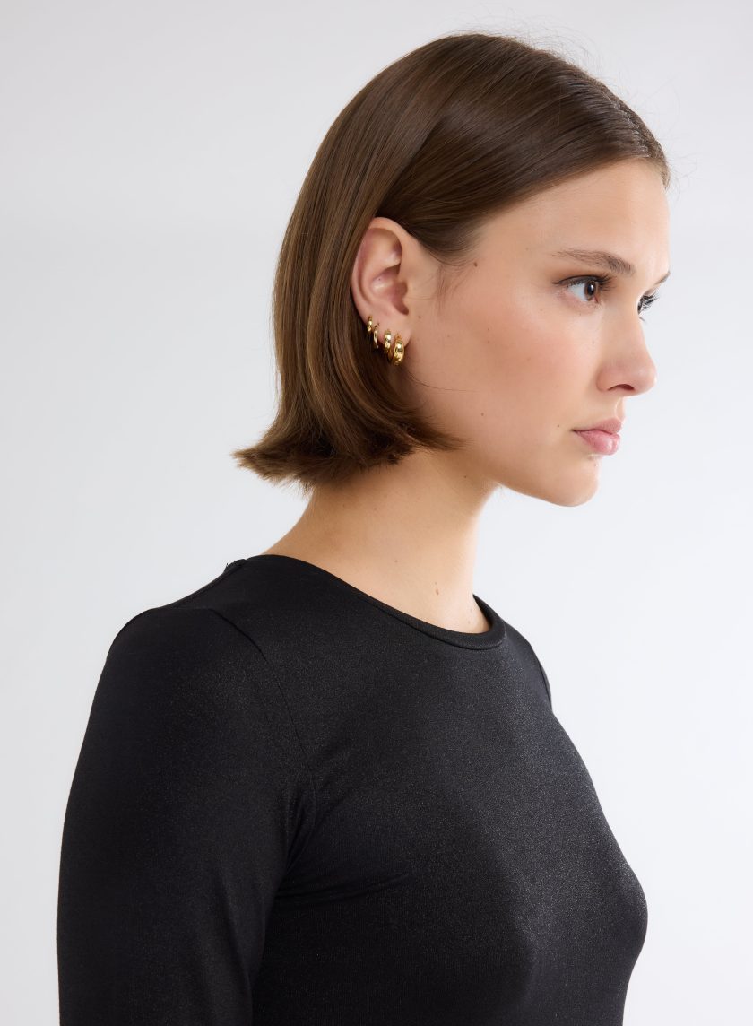 Ally Vicose / Elastane Round Neck T-shirt Métal Black - Afbeelding 6