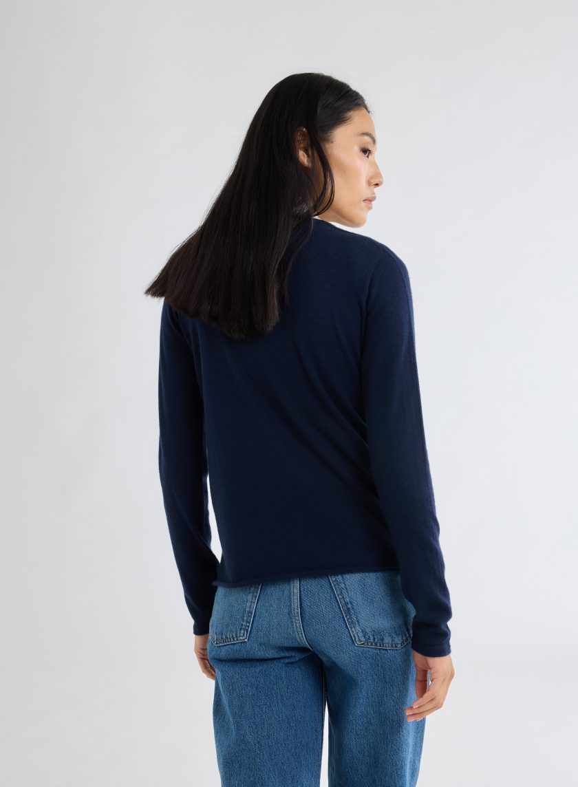 Round Neck Long Sleeve T-shirt in Cashmere Marine - Afbeelding 3