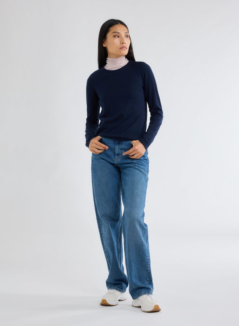 Round Neck Long Sleeve T-shirt in Cashmere Marine - Afbeelding 6