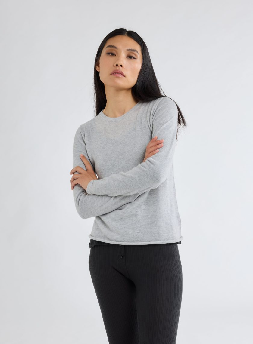 Cashmere Long Sleeve Round Neck T-Shirt Brume Chine