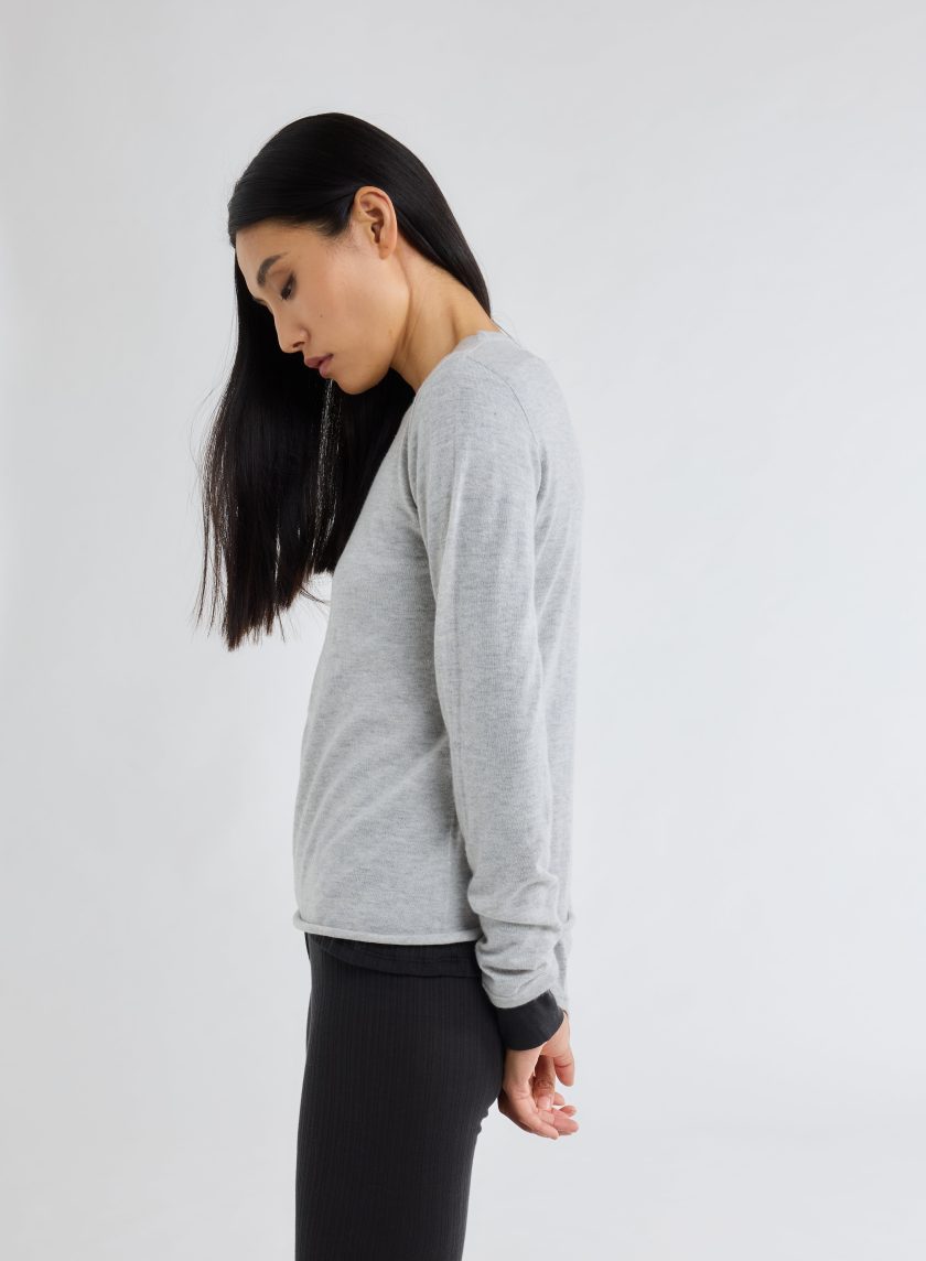 Cashmere Long Sleeve Round Neck T-Shirt Brume Chine - Afbeelding 2