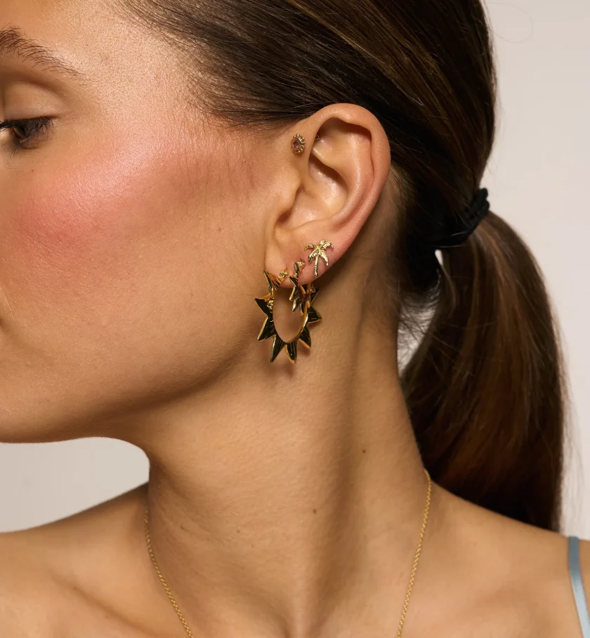 Small Soleil Hoop Earrings Gold Plated